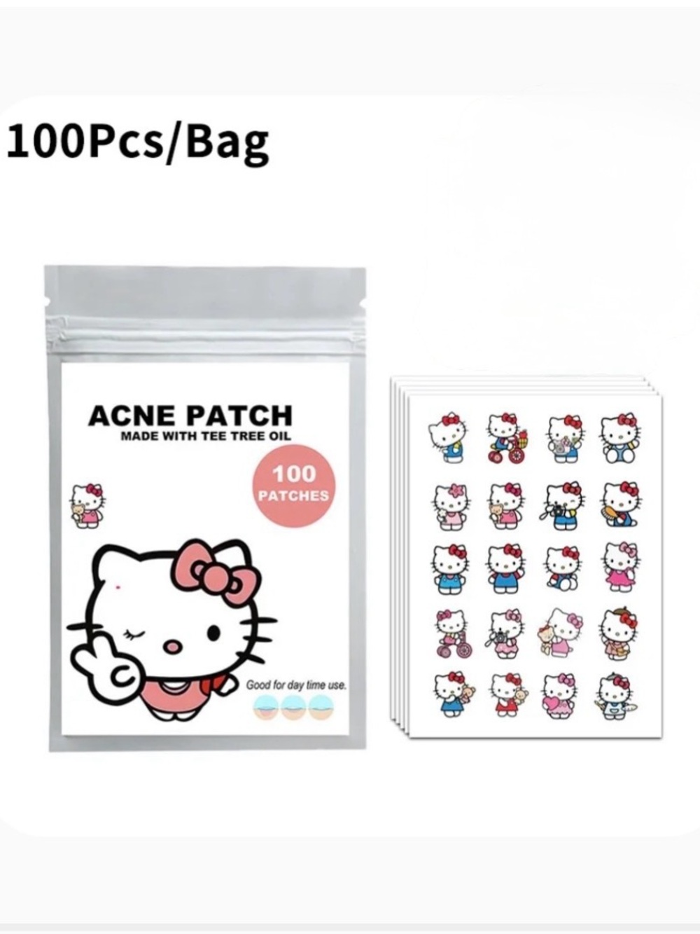🎀 Hello Kitty Inspired Tea Tree Oil Infused Hydrocolloid Acne Patches - 100 pcs